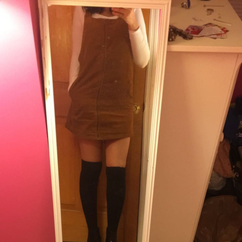 Corduroy Overall Zip Front Dress